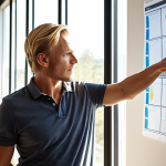 **Prompt:** A confident Swedish entrepreneur, male or female, standing in a modern office, pointing at a roadmap with clear milestones. Sunlight streaming through the window. Focus on determination and clarity. Style: Clean, professional photography. Keywords: *Affärscoach, Målsättning, Strategi, Företagare, Sverige.*